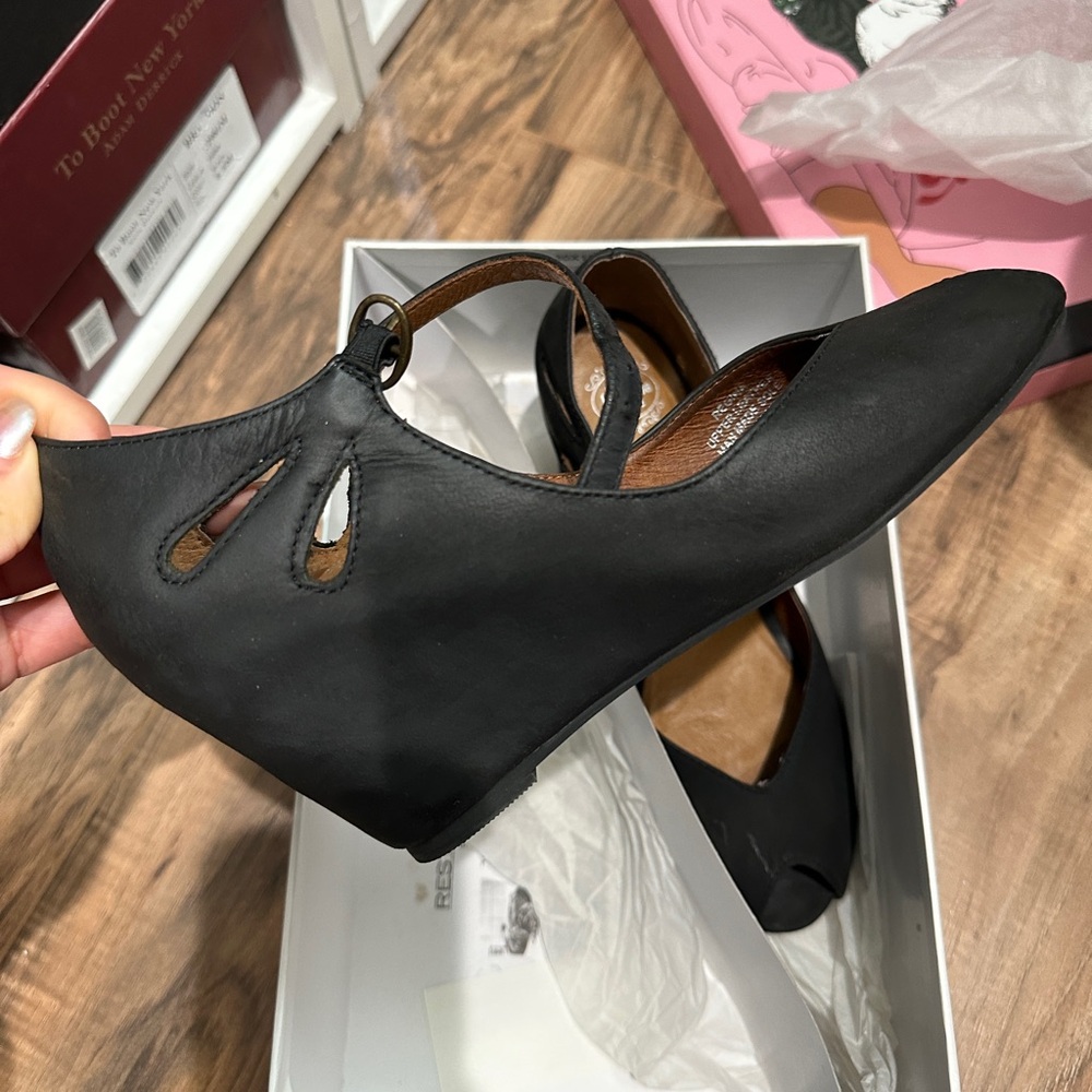 JEFFREY CAMPBELL Regina Peep Toe Black Nubuck Handmade Wedge Pumps Size …